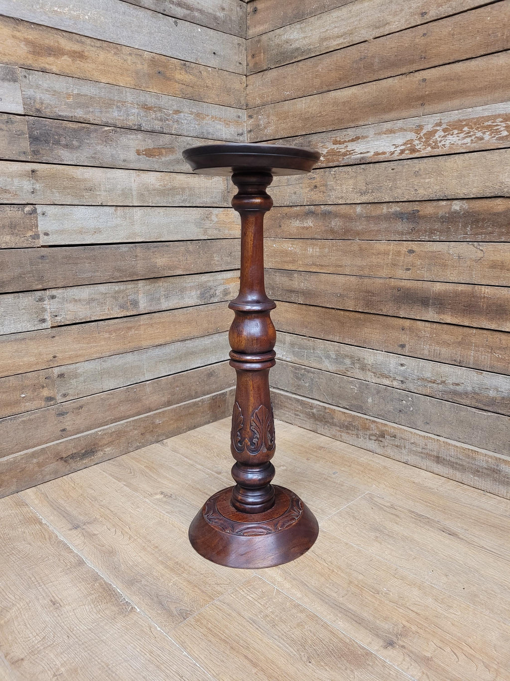 Antique Edwardian Mahogany Torchiere Jardiniere Plant Stand Pedestal Carved