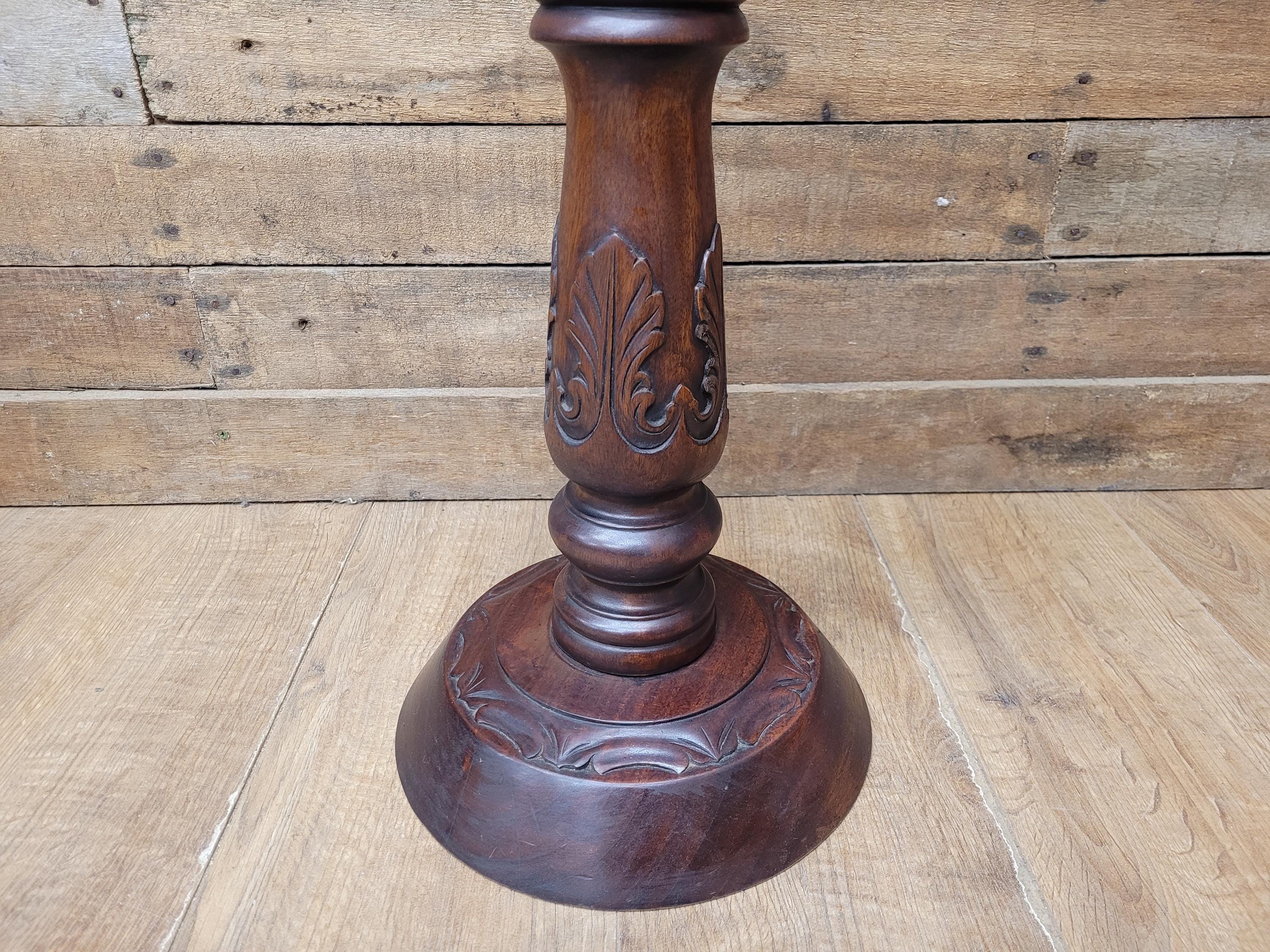 Antique Edwardian Mahogany Torchiere Jardiniere Plant Stand Pedestal Carved