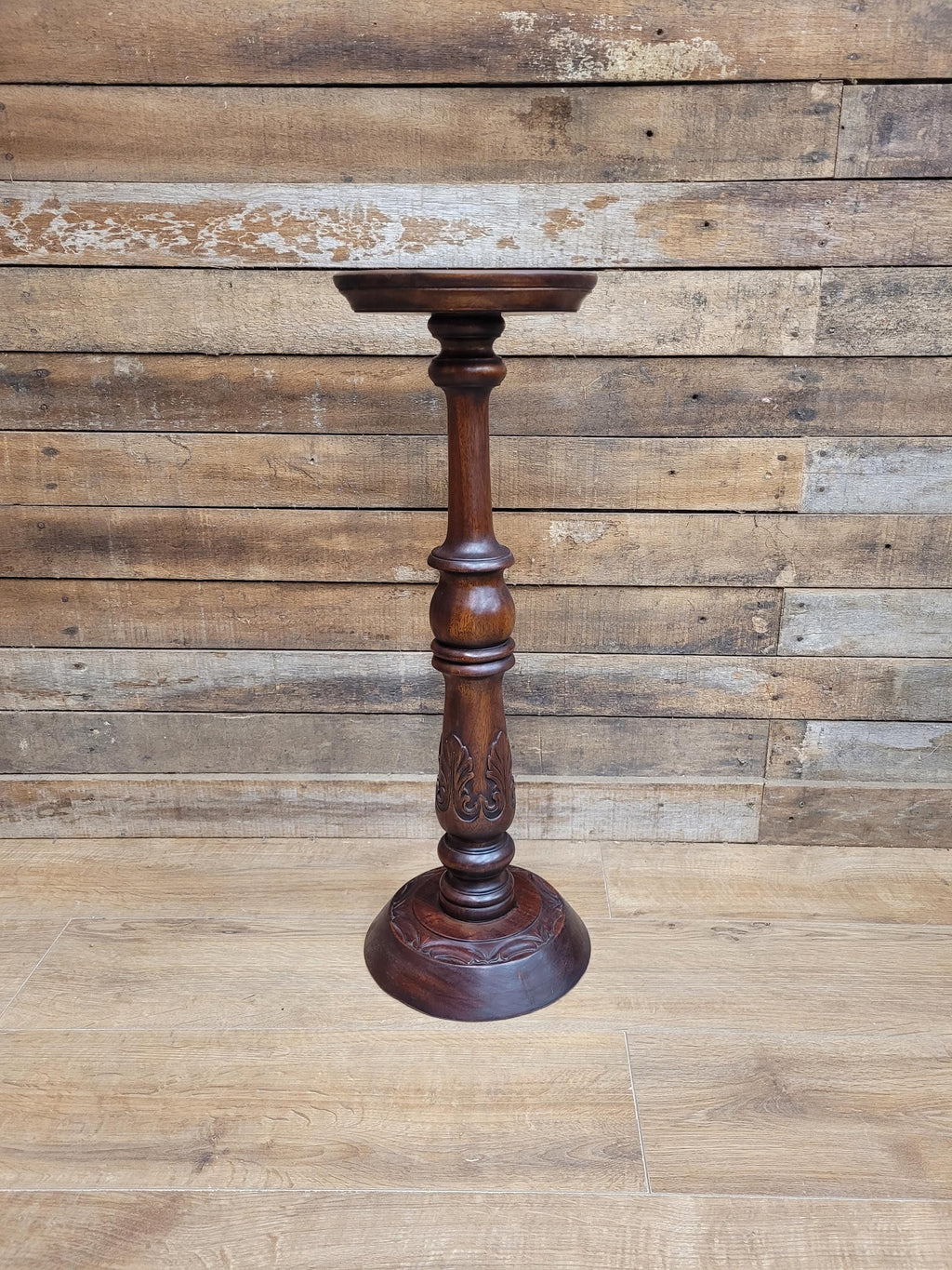 Antique Edwardian Mahogany Torchiere Jardiniere Plant Stand Pedestal Carved