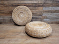 Round Banana Fibre Woven Floor Cushions Pouffe 60cm Natural