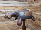 Vintage Leather Turtle Footstool Patchwork Animal Pouffe