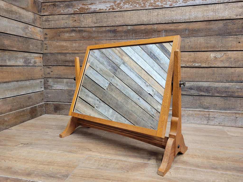 Air Ministry Mid Century Oak Free Standing Table Mirror Stamped A.M Crown