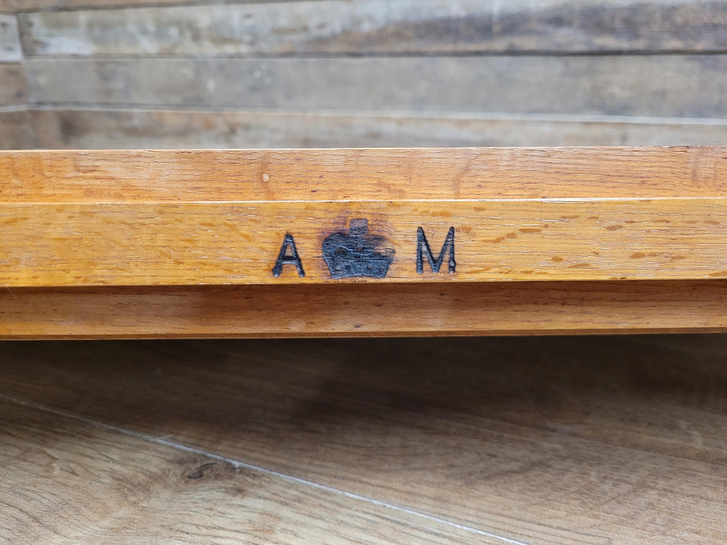 Air Ministry Mid Century Oak Free Standing Table Mirror Stamped A.M Crown