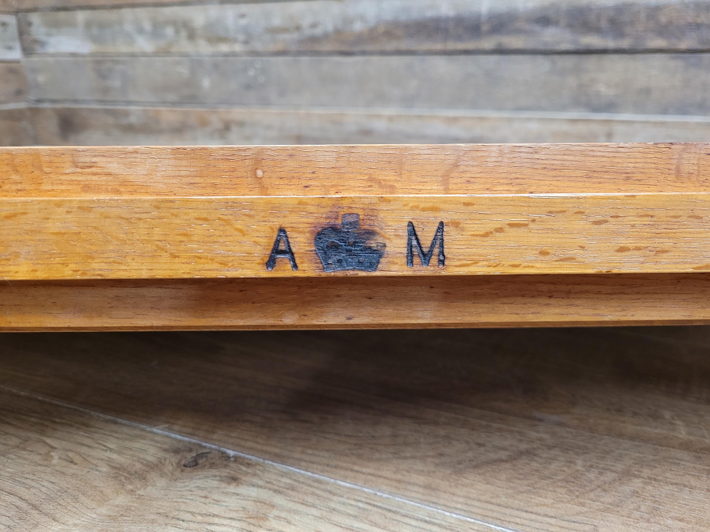 Air Ministry Mid Century Oak Free Standing Table Mirror Stamped A.M Crown