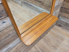 Mid Century Teak Wall Mirror with Shelf 1960s Scandinavian Style