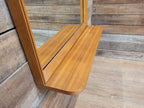 Mid Century Teak Wall Mirror with Shelf 1960s Scandinavian Style