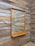 Mid Century Teak Wall Mirror with Shelf 1960s Scandinavian Style
