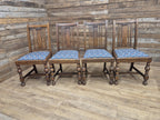 Four Arts & Craft Style Solid Oak Dining Chairs William Morris Snakeshead Seats