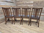 Four Arts & Craft Style Solid Oak Dining Chairs William Morris Snakeshead Seats