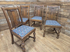Four Arts & Craft Style Solid Oak Dining Chairs William Morris Snakeshead Seats