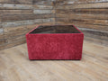 Vintage 1970s Style Red Upholstered Coffee Table Smoked Glass Square Retro Chic