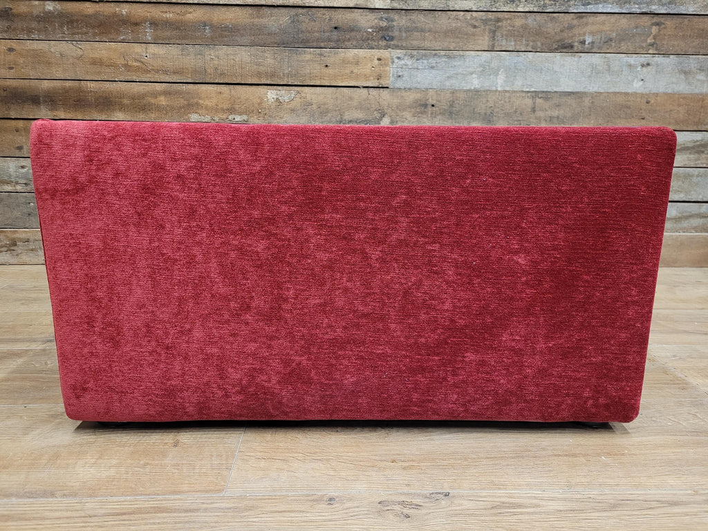 Vintage 1970s Style Red Upholstered Coffee Table Smoked Glass Square Retro Chic