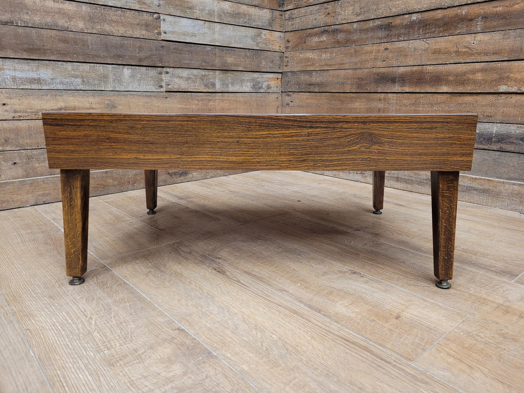 Retro Formica Coffee Table Mid Century Woodgrain Top Tapered Legs