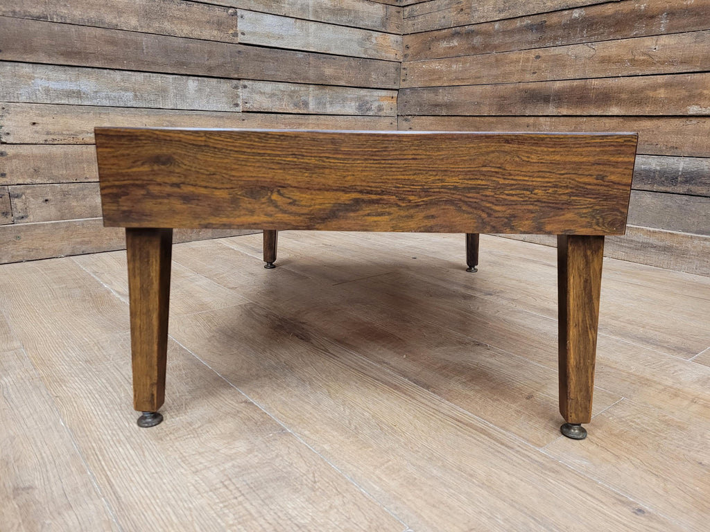 Retro Formica Coffee Table Mid Century Woodgrain Top Tapered Legs