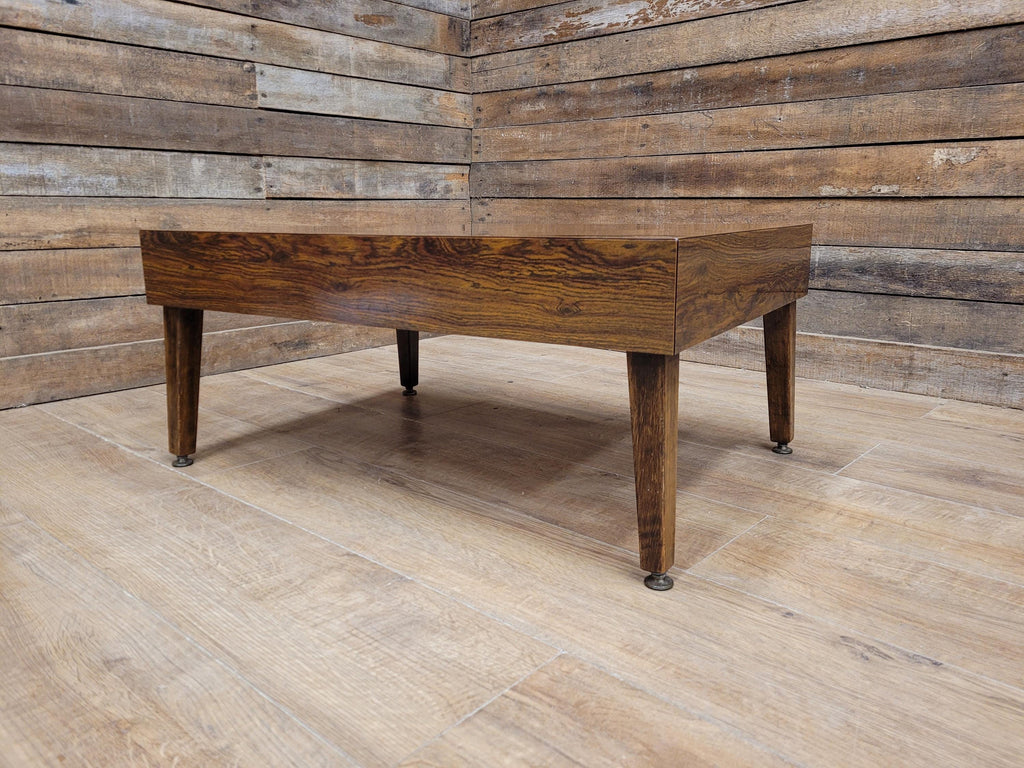 Retro Formica Coffee Table Mid Century Woodgrain Top Tapered Legs