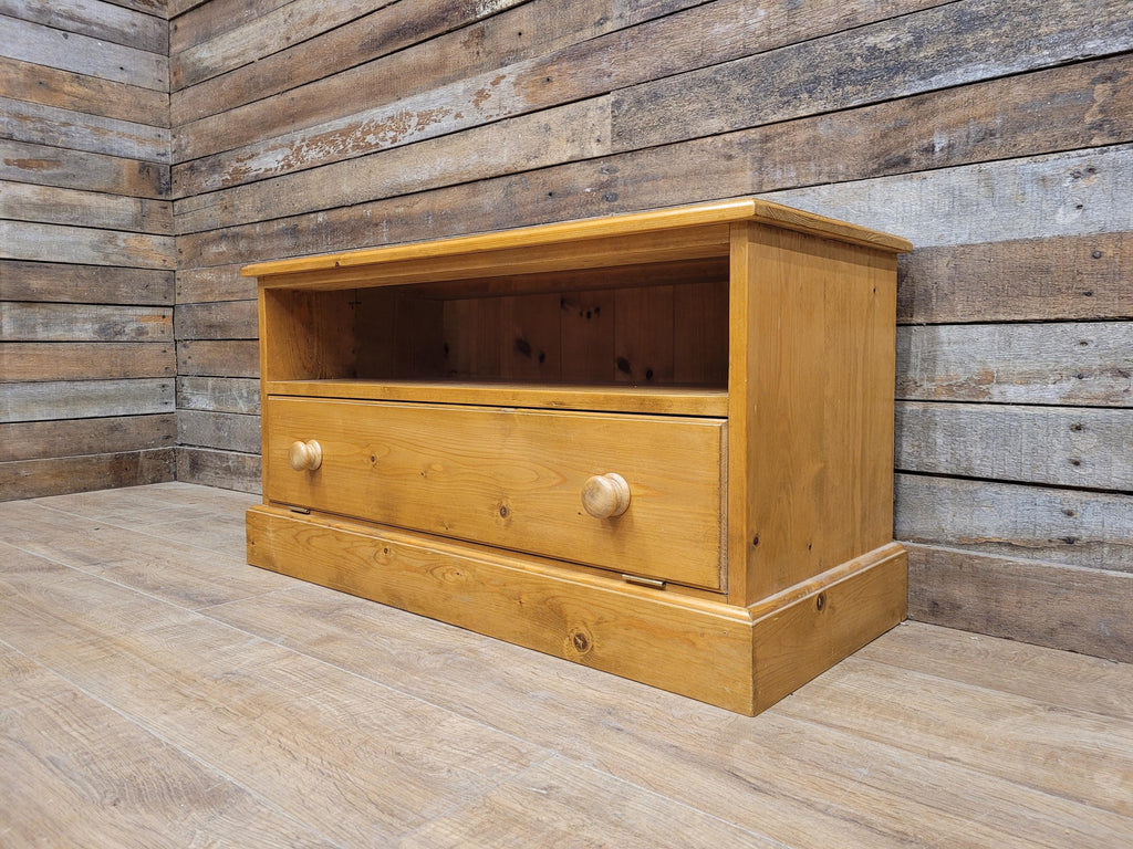 Vintage Pine Media Unit TV Stand Drop Down Front Cabinet Gaming Storage