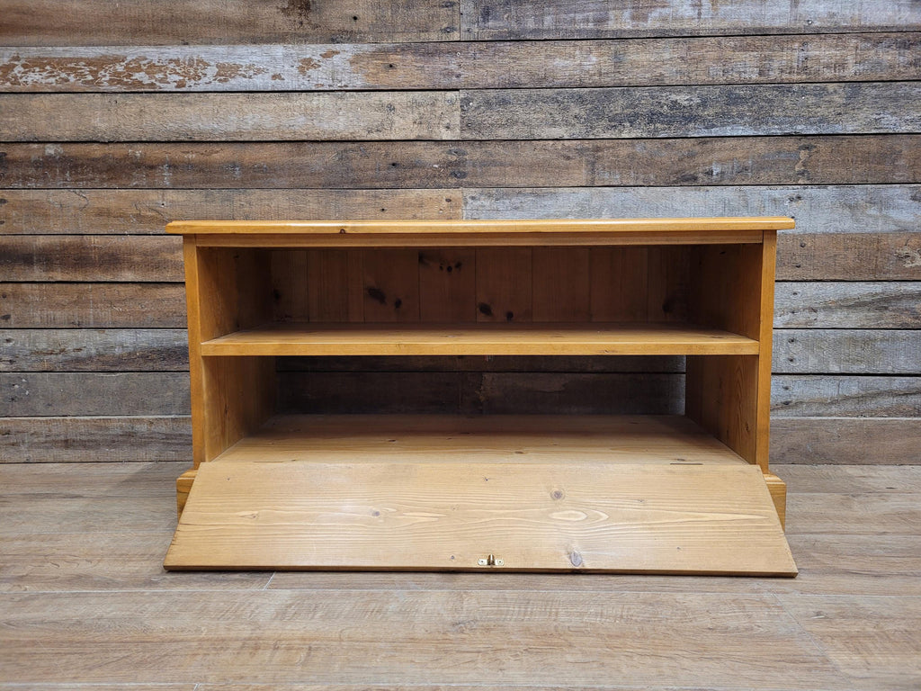 Vintage Pine Media Unit TV Stand Drop Down Front Cabinet Gaming Storage