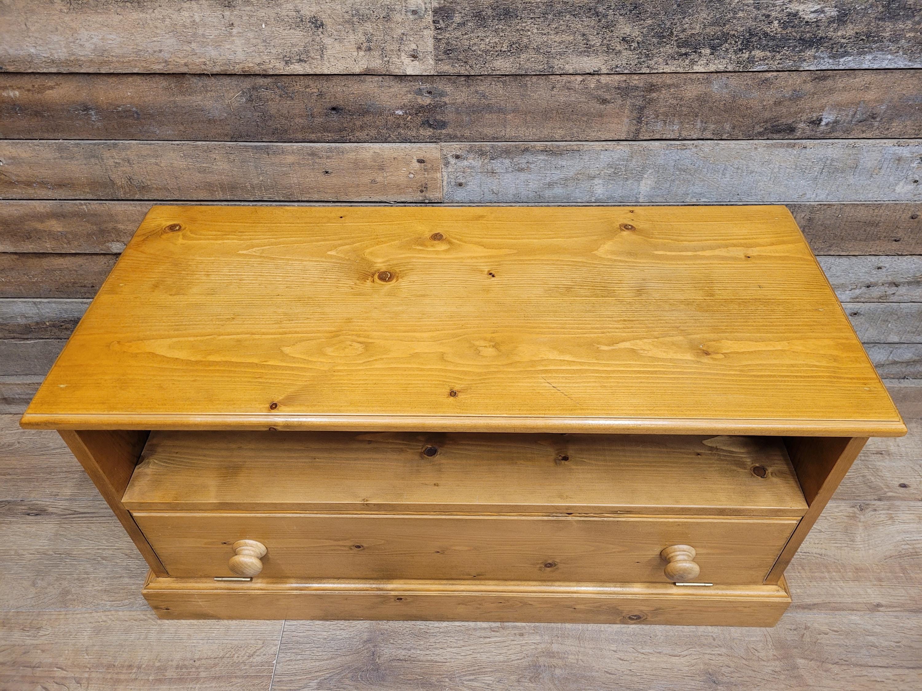 Vintage Pine Media Unit TV Stand Drop Down Front Cabinet Gaming Storage