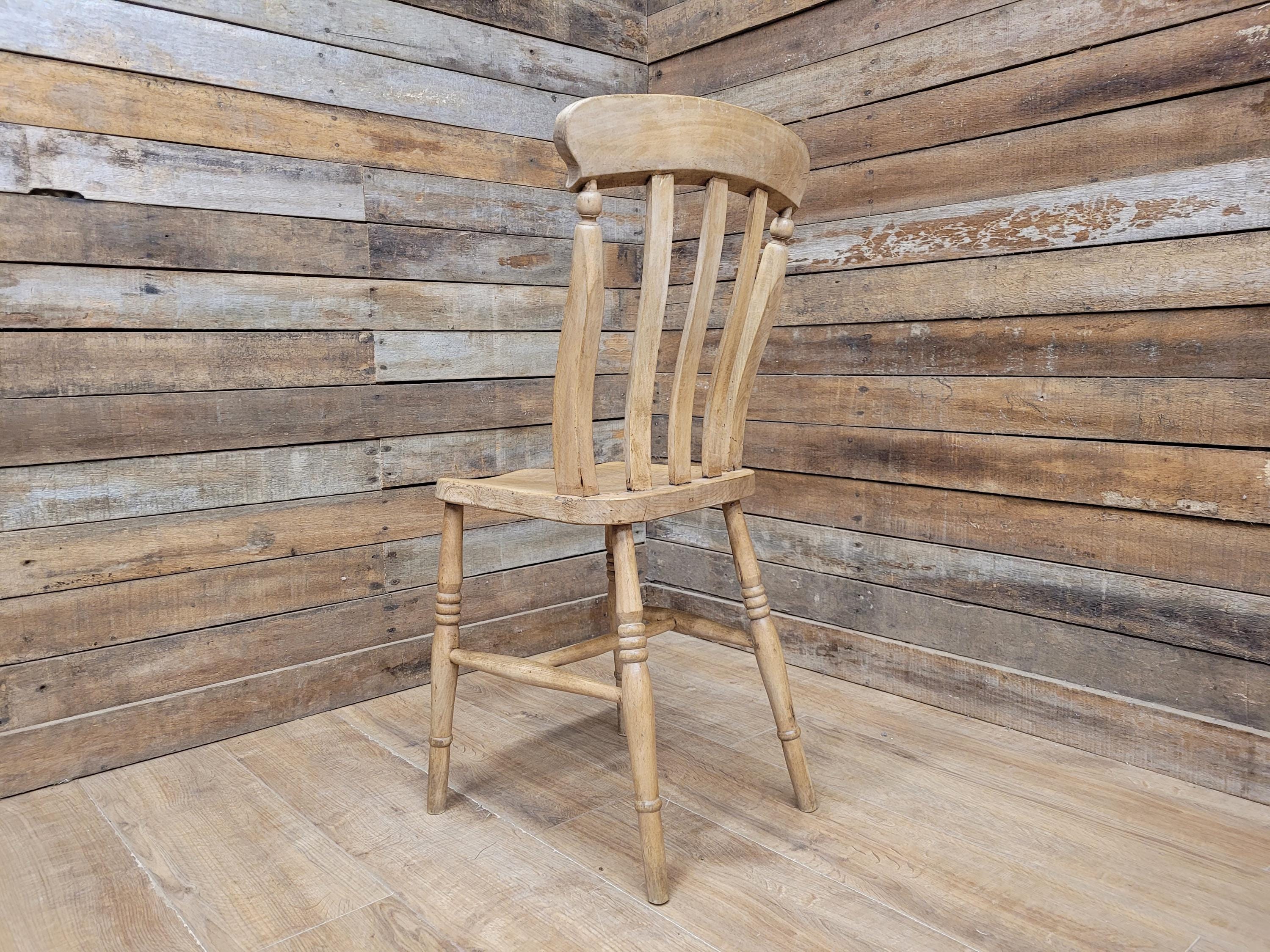 Antique Oak and Elm Lathe Back Chair Country Windsor Kitchen Chair