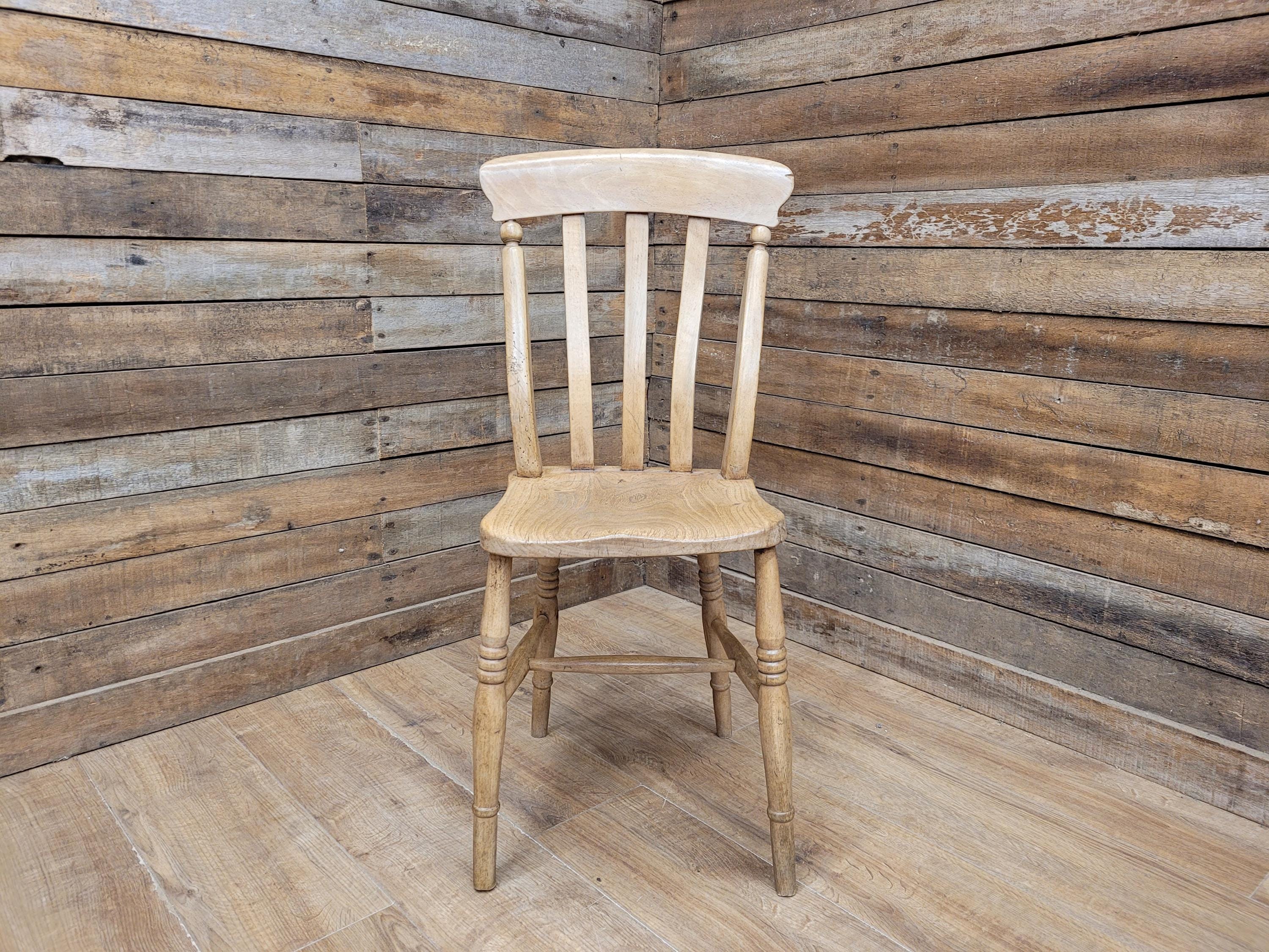 Antique Oak and Elm Lathe Back Chair Country Windsor Kitchen Chair