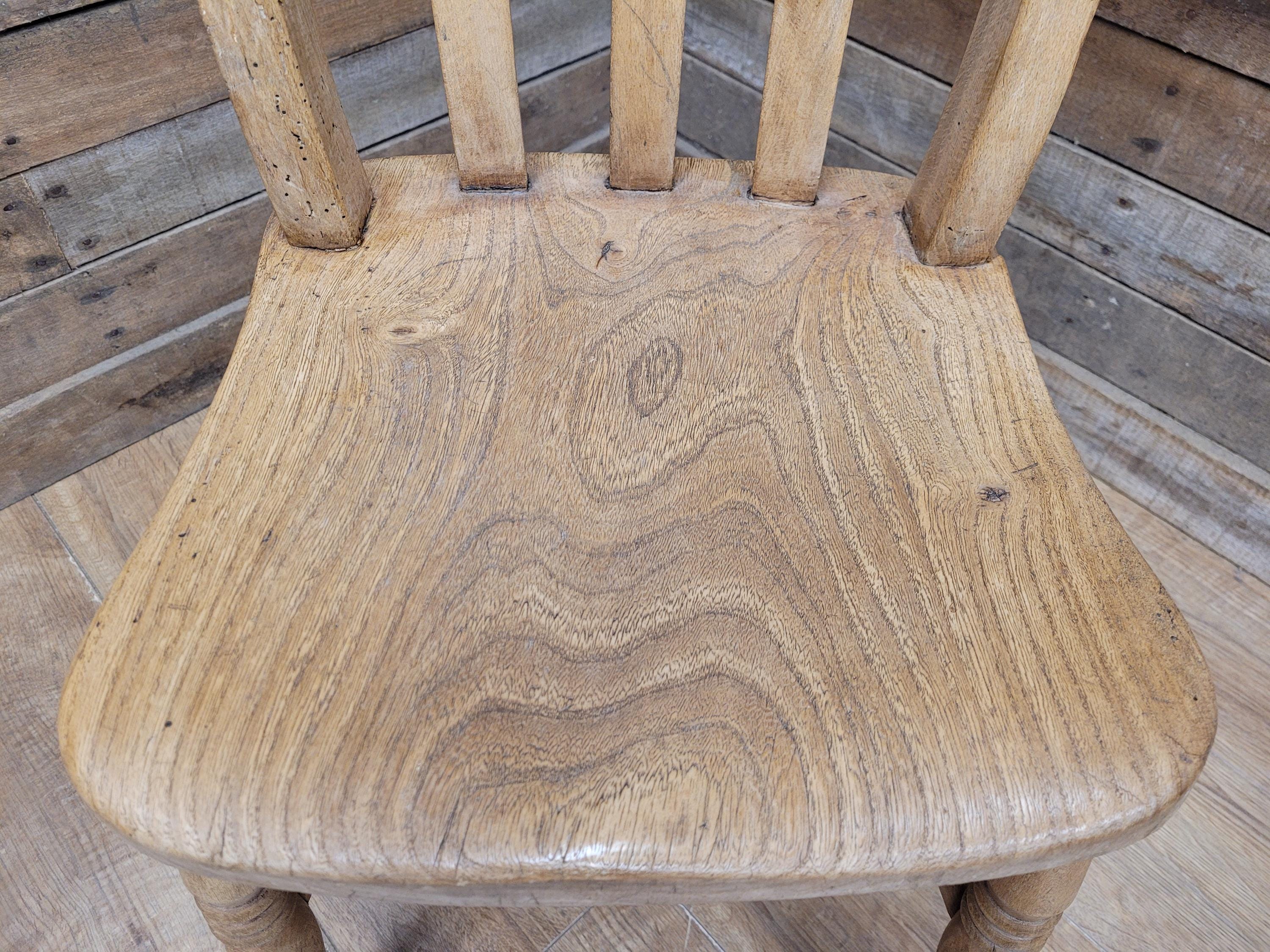 Antique Oak and Elm Lathe Back Chair Country Windsor Kitchen Chair