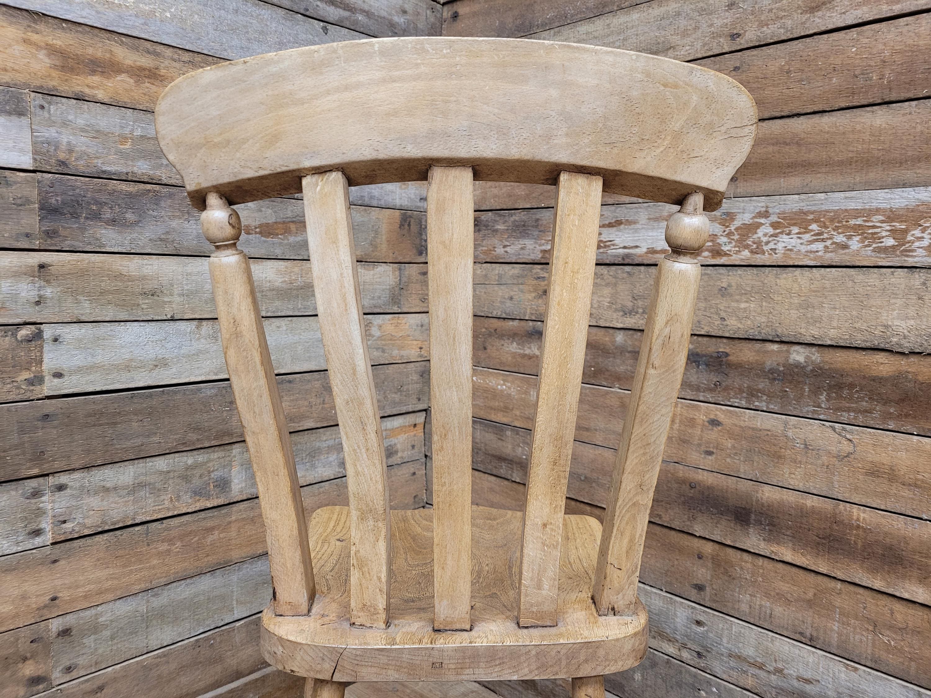 Antique Oak and Elm Lathe Back Chair Country Windsor Kitchen Chair