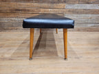 Vintage Sherborne Mid Century Black Vinyl Footstool Set Bench & 2 Stools