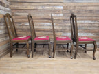 Set of 4 Queen Anne Style Dining Chairs with Wool Tapestry Seats