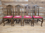 Set of 4 Queen Anne Style Dining Chairs with Wool Tapestry Seats