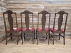 Set of 4 Queen Anne Style Dining Chairs with Wool Tapestry Seats