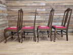 Set of 4 Queen Anne Style Dining Chairs with Wool Tapestry Seats