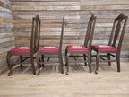 Set of 4 Queen Anne Style Dining Chairs with Wool Tapestry Seats