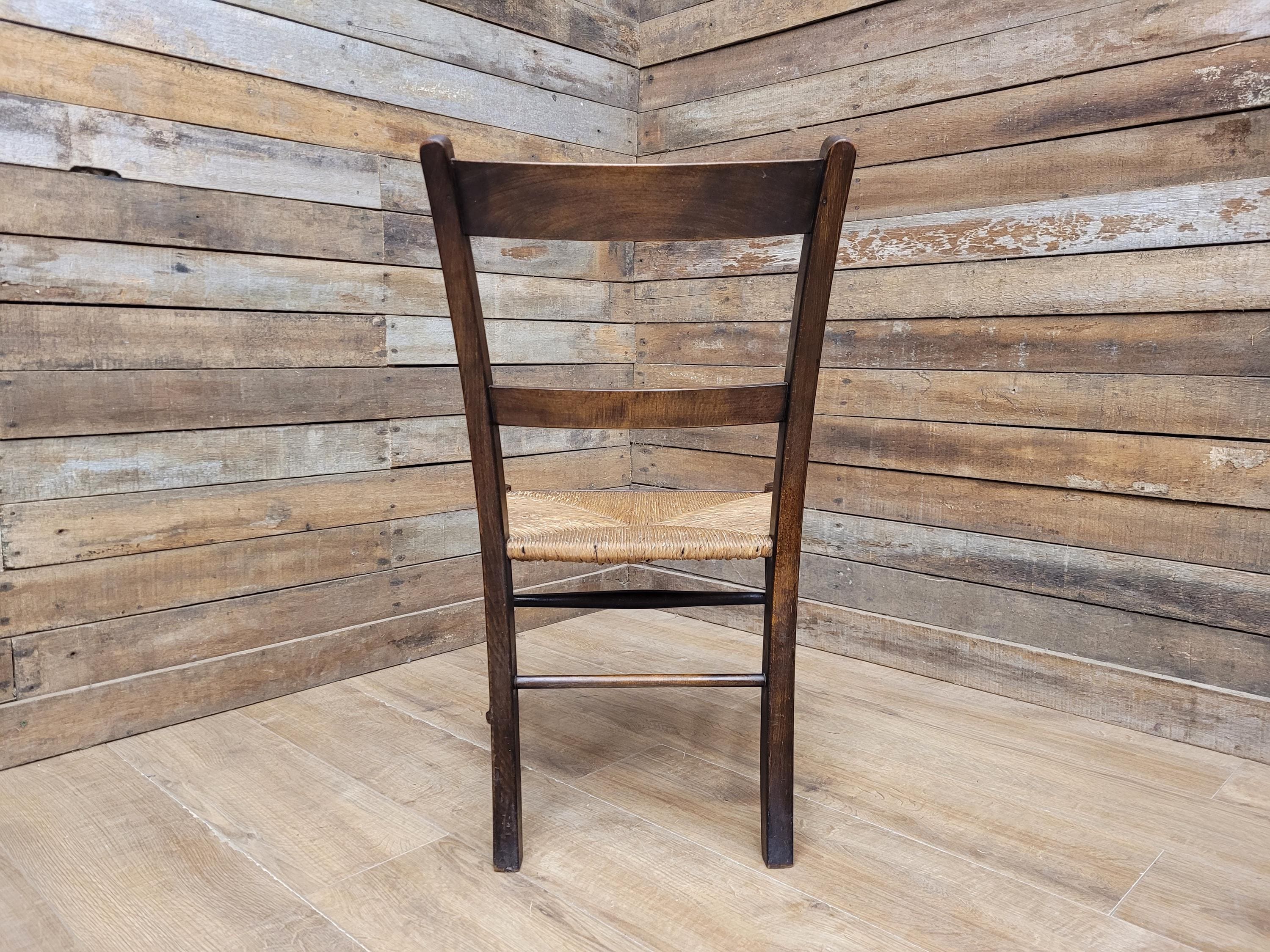 Arts & Crafts Rush Seat Ladder Back Chair c1900 Antique
