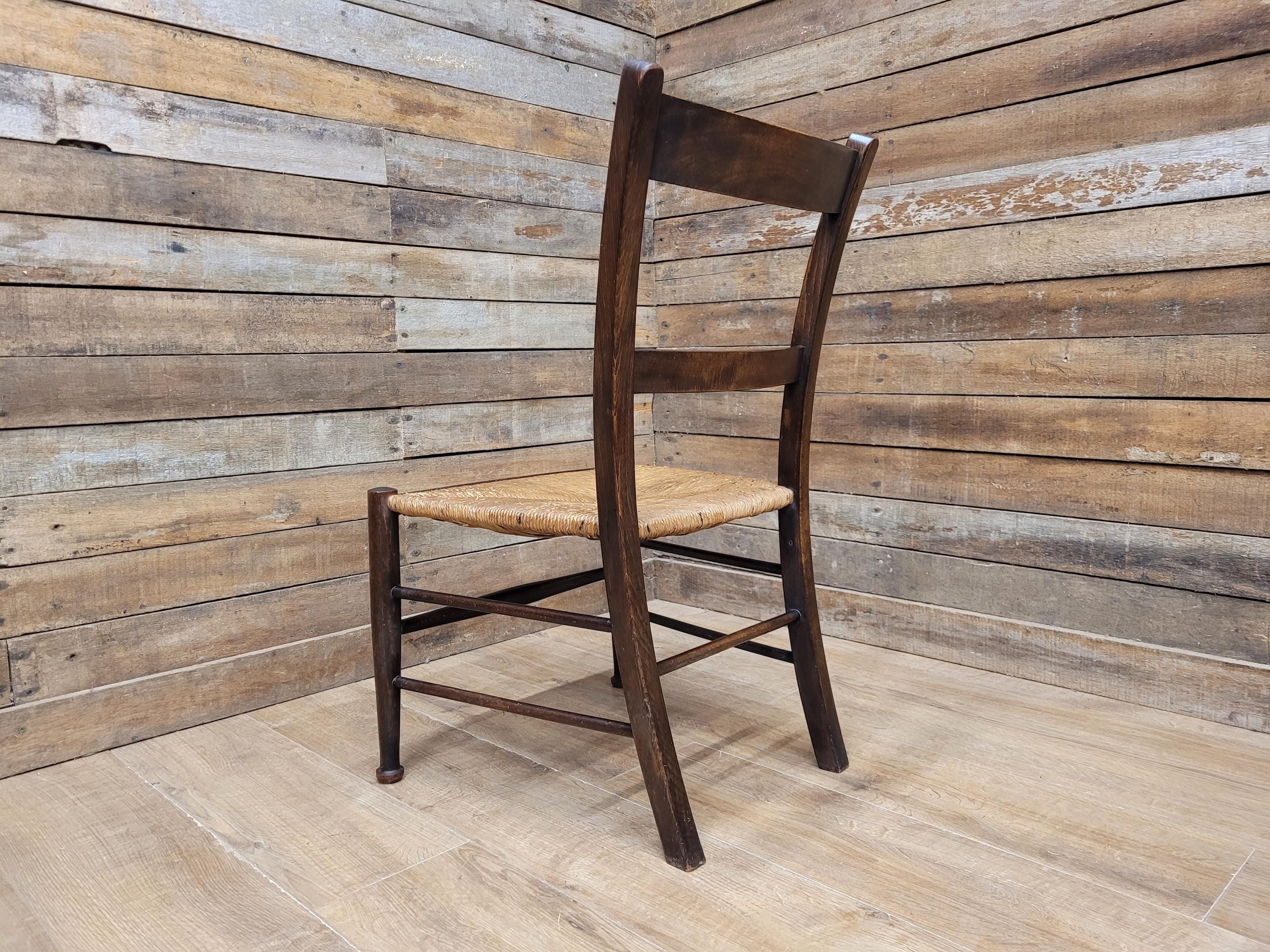 Arts & Crafts Rush Seat Ladder Back Chair c1900 Antique