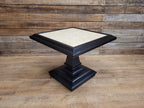 Marble Top Pedestal Side Table Black Wood Square Vintage Style