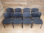 Eight Black Stacking Chairs Mesh Back Office Conference Reception