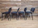 Eight Black Stacking Chairs Mesh Back Office Conference Reception