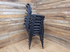 Eight Black Stacking Chairs Mesh Back Office Conference Reception