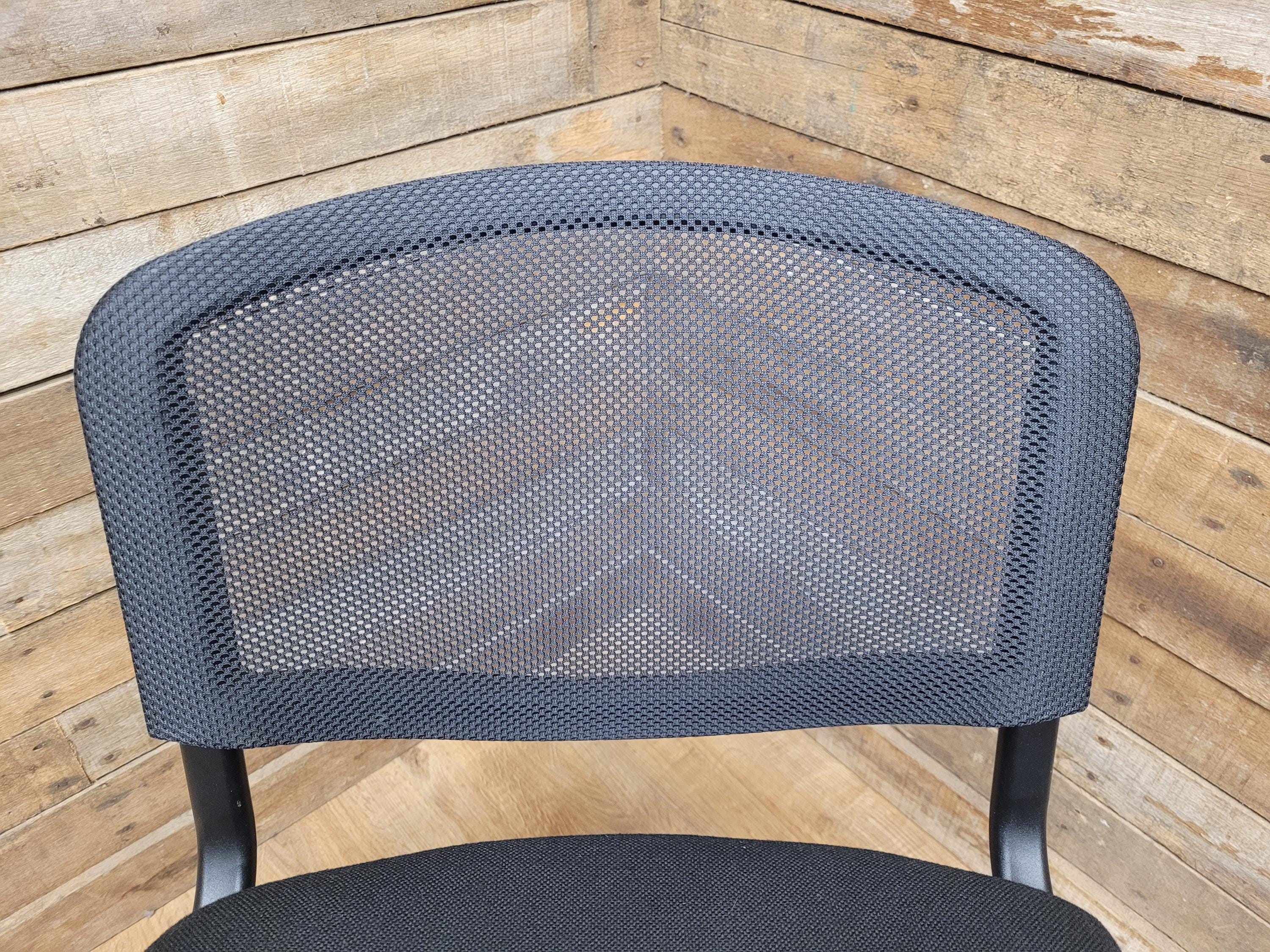 Eight Black Stacking Chairs Mesh Back Office Conference Reception
