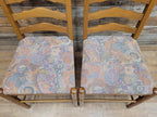 Four Ladder Back Dining Chairs Rustic Farmhouse Style Upholstered Seats Vintage