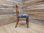 Antique Edwardian Oak Bedroom Chair Turned Legs Carved Back