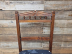 Antique Edwardian Oak Bedroom Chair Turned Legs Carved Back