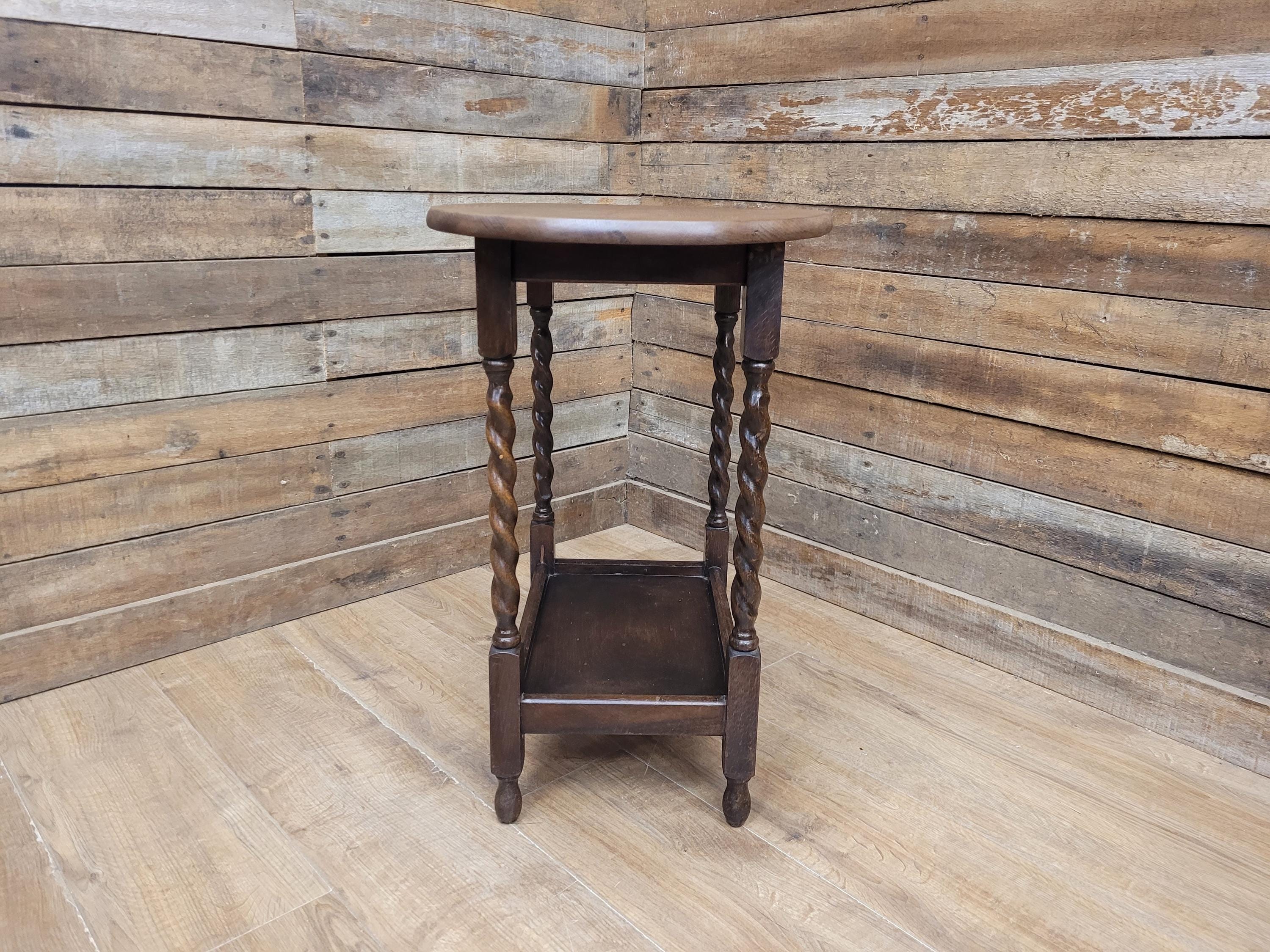 Barley Twist Vintage Oak Side Table Hall Wine Lamp Table Plant Stand