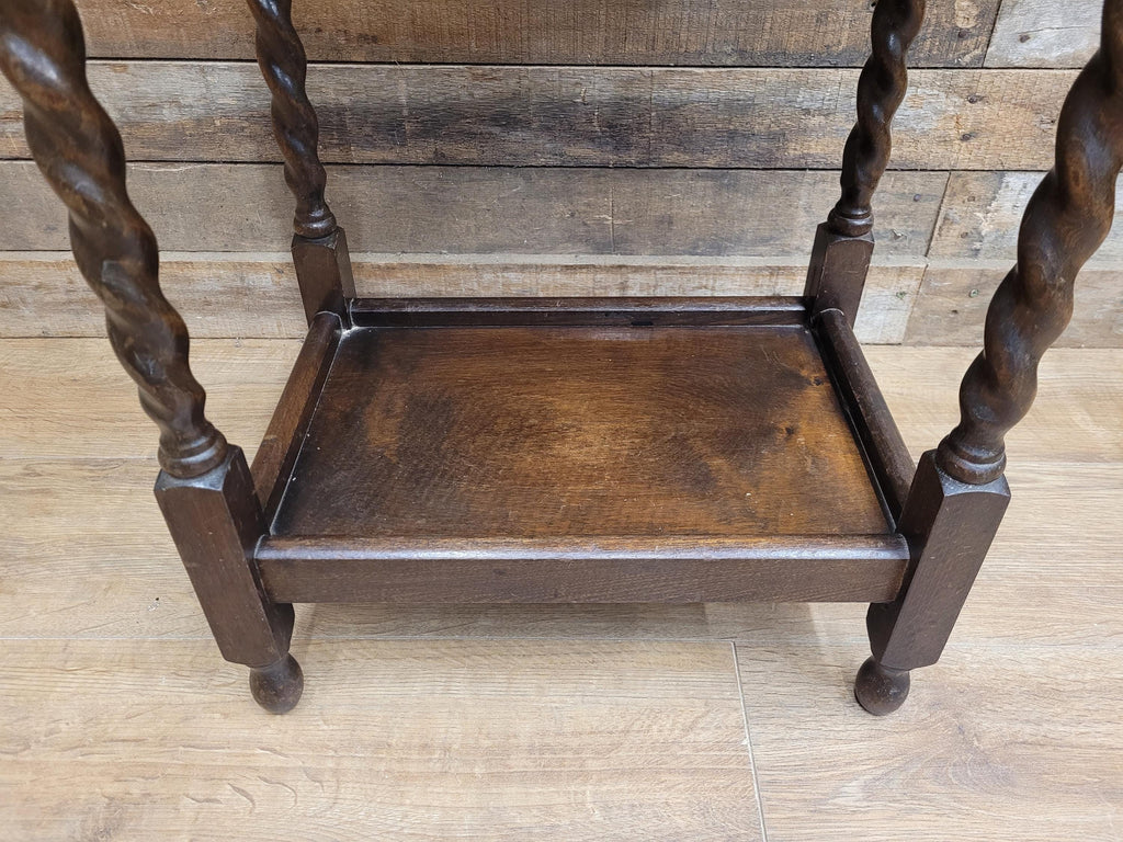 Barley Twist Vintage Oak Side Table Hall Wine Lamp Table Plant Stand