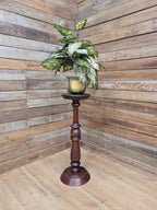 Antique Edwardian Mahogany Torchiere Jardiniere Plant Stand Pedestal Carved
