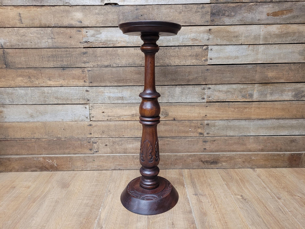 Antique Edwardian Mahogany Torchiere Jardiniere Plant Stand Pedestal Carved