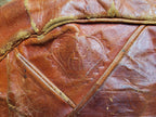 Vintage Moroccan Leather Pouffe Ottoman Tan Brown Leather