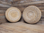 Round Banana Fibre Woven Floor Cushions Pouffe 60cm Natural