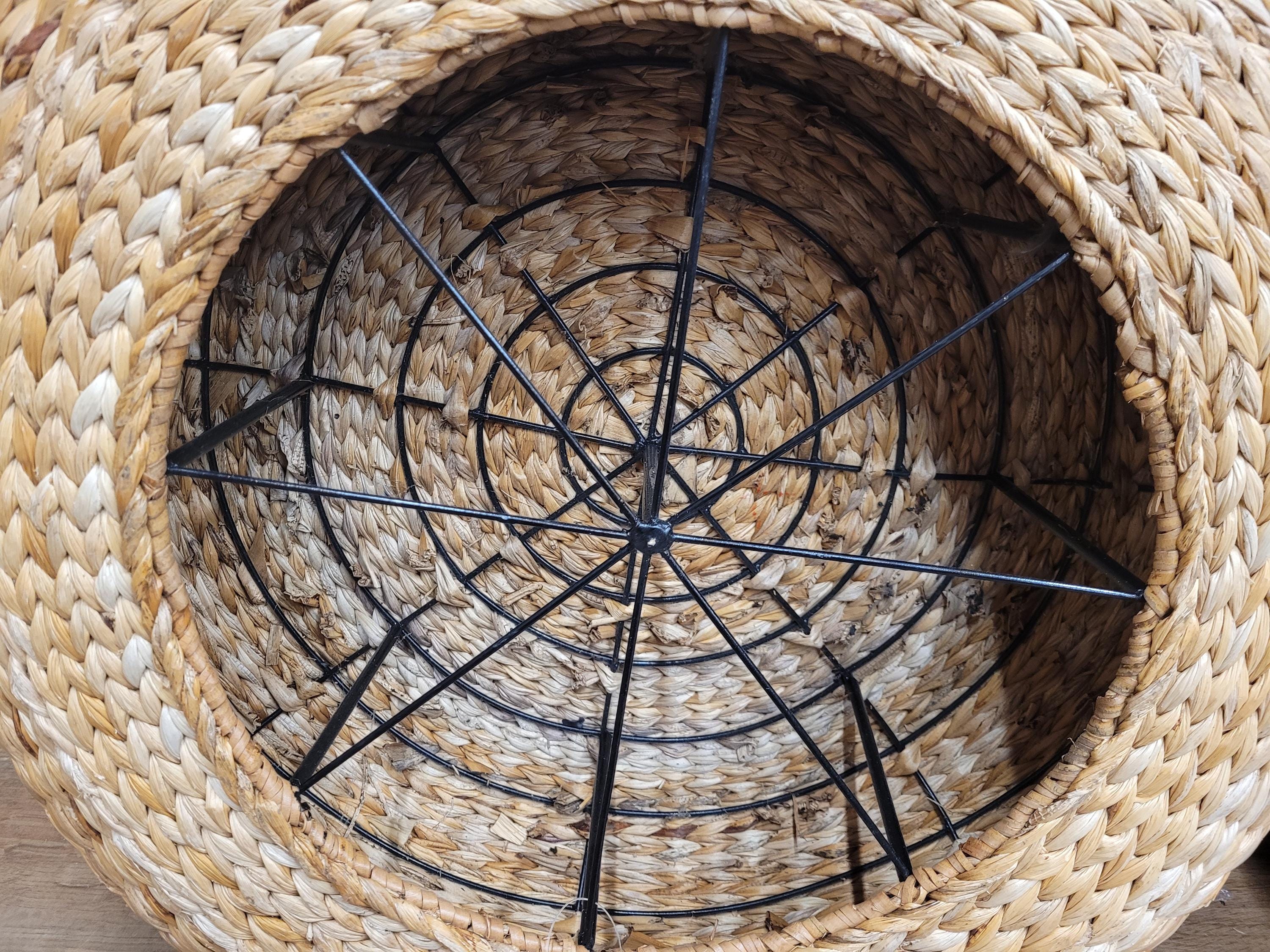 Round Banana Fibre Woven Floor Cushions Pouffe 60cm Natural