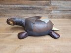 Vintage Leather Turtle Footstool Patchwork Animal Pouffe
